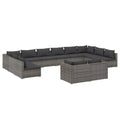 vidaXL Patio Lounge Set 12 Piece with Cushions Garden Outdoor Lawn Yard Terrace Balcony Seat Seating Sofa Lounge Set Furniture Gray Poly Rattan