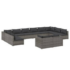 vidaXL Patio Lounge Set 12 Piece with Cushions Garden Outdoor Lawn Yard Terrace Balcony Seat Seating Sofa Lounge Set Furniture Gray Poly Rattan