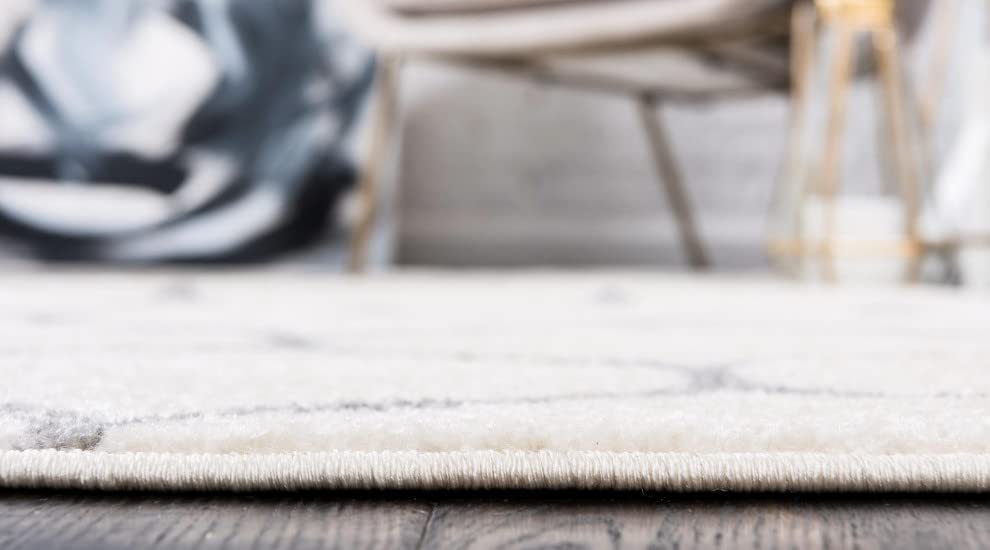 Unique Loom Trellis Frieze Collection Area Rug - Rounded (2' X 10' Runner, Ivory/ Gray)
