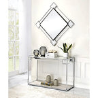 Acme Asbury Mirrored Top Metal Frame Console Table in Mirrored and Chrome