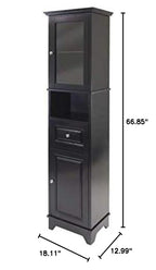 Ergode Wood Burgundy Wine Tower | Stylish & Practical Storage Solution | 15 Bottle Slots | Glass Door | 3 Shelves | Drawer | Composite Wood | Easy Assembly | (20871-VV)