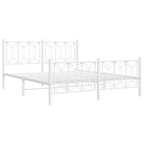 vidaXL Metal Bed Frame with Headboard/Footboard - Double Bed 59.1"x78.7" - Classic White Steel Mattress Support