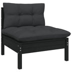 vidaXL Solid Pinewood Patio Lounge Set 13 Piece with Cushions Garden Outdoor Lawn Yard Terrace Balcony Wooden Seat Seating Furniture Black