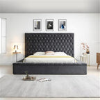 Better Home Products Cosmopolitan Velvet Upholstered Platform King Bed in Gray