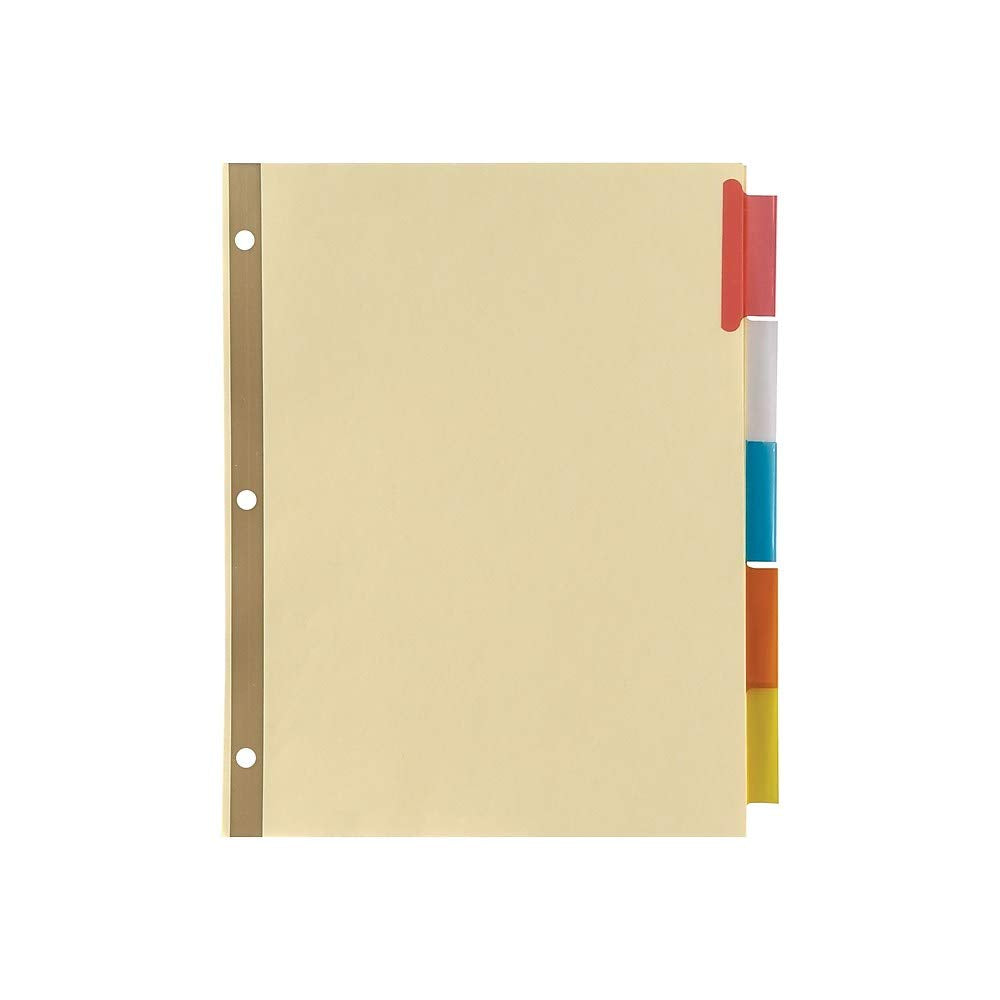 Staples Large Tab Insertable Paper Dividers, Assorted Color 5 Tab, Buff (13485/11109)