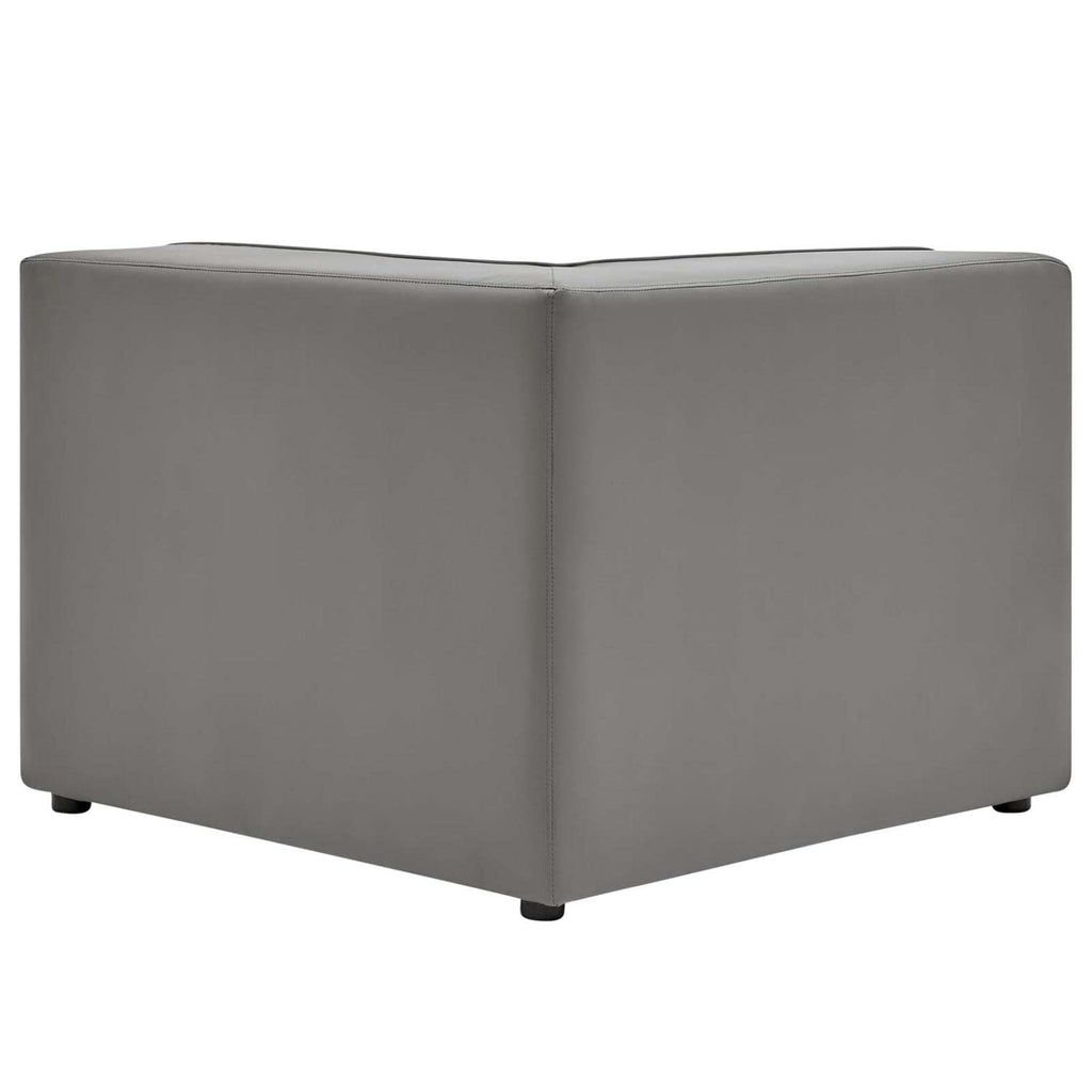 Modway Mingle Vegan Leather Sectional Sofa Corner Chair in Gray