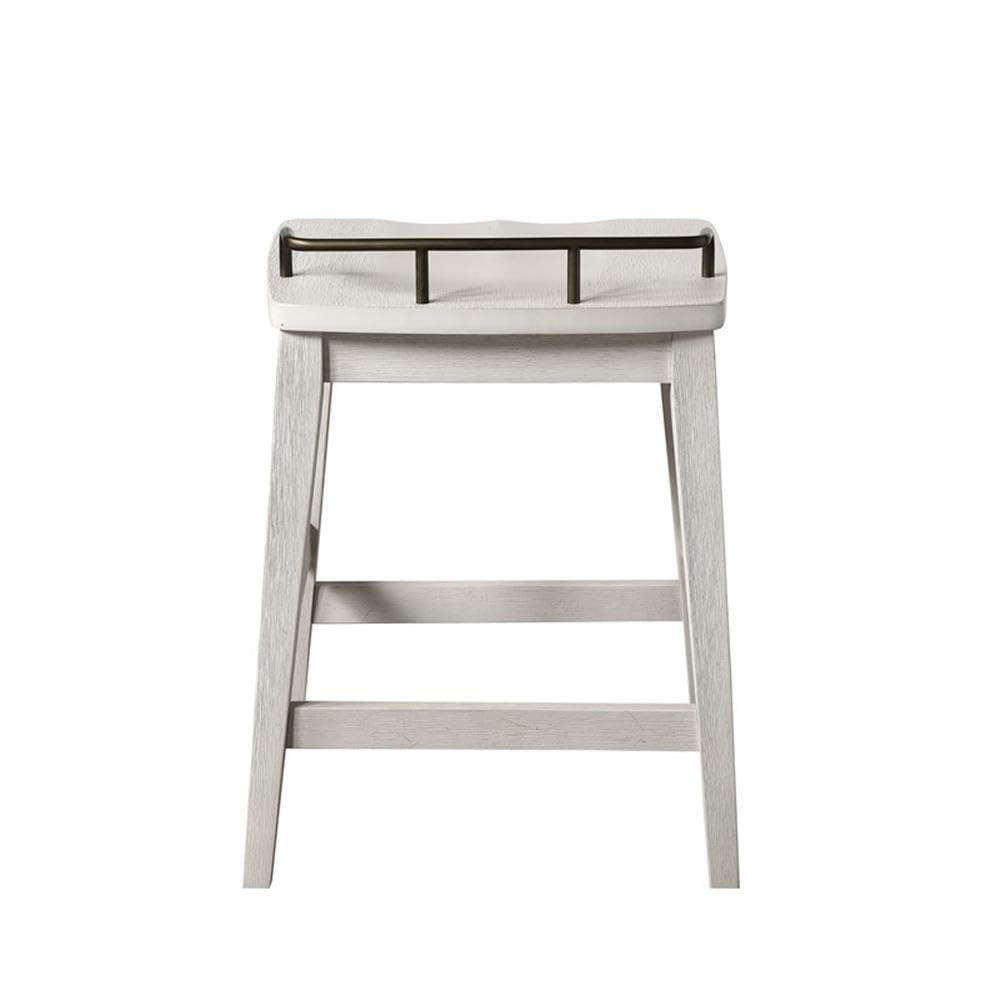 Steve Silver Furniture Pendleton Counter Stool, 24-inch Counter Height Seat, Bar Stool, Shaped Seat, Farmhouse, for Kitchens and Dining, Ivory Finish, 16" D x 19" W x 27" H, Grey