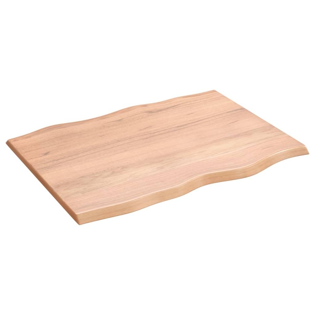 vidaXL Table Top Treated Solid Oak Wood, Light Brown, Handmade Live Edge Design, Versatile for Home or Commercial Application, 3