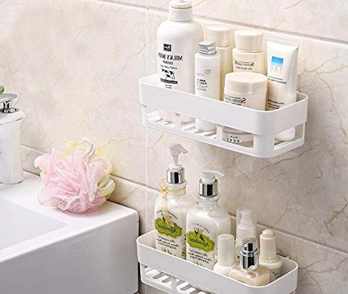 WENGTY Plastic Sticker Bathroom Shelves Soap Holder Stand and Bathroom Shelves Holder Multi Color