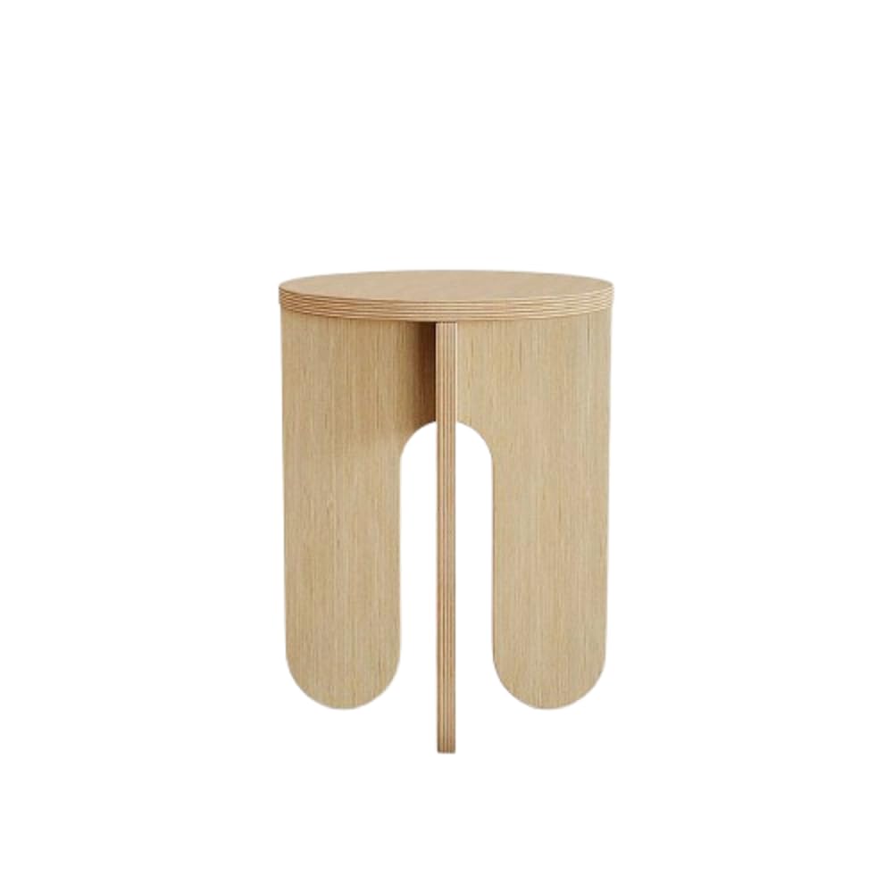 Xsource Natural Wooden Folding End Table  Modern Minimalist Round Side Table For Living Room, Bedroom & Office  Solid Birch Wo