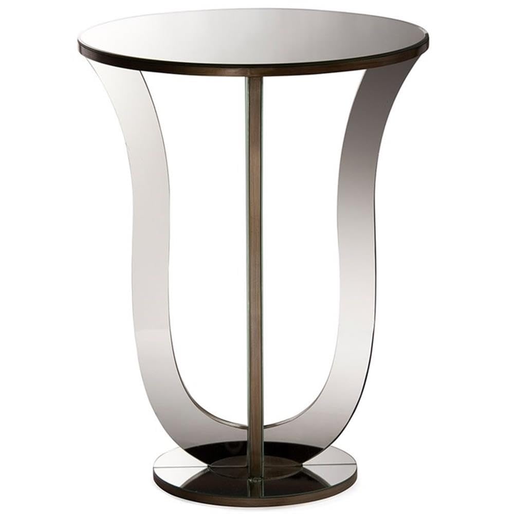 Baxton Studio Mirrored Accent Side Table - Modern Glam, 22.875" x 22.875" x 30.375", Metallic, Glass, Model RS1242