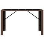 vidaXL Poly Rattan Bar Table with Glass Top - Weather-Resistant Outdoor/Garden Table - Brown - 72.8"x31.5"x43.3"