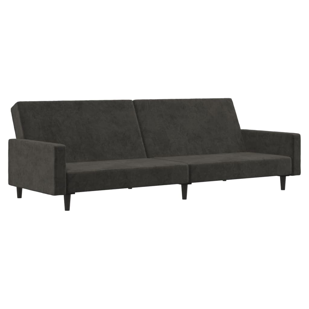 vidaXL 2-Seater Sofa Bed in Dark Gray Velvet - Convertible Upholstered Loveseat to Twin Bed for Living Room, Studio, and Office