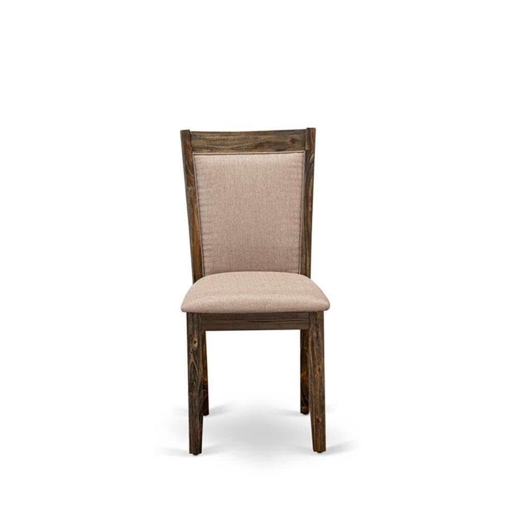 East West Furniture MZC7T16 Monza Parson Dining Chairs - Dark Khaki Linen Fabric Padded Chairs, Set of 2, Distressed Jacobean