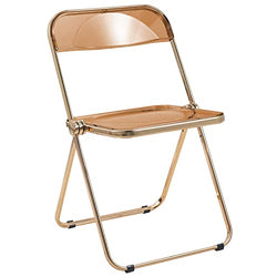 LeisureMod Lawrence Acrylic Folding Chair With Gold Metal Frame