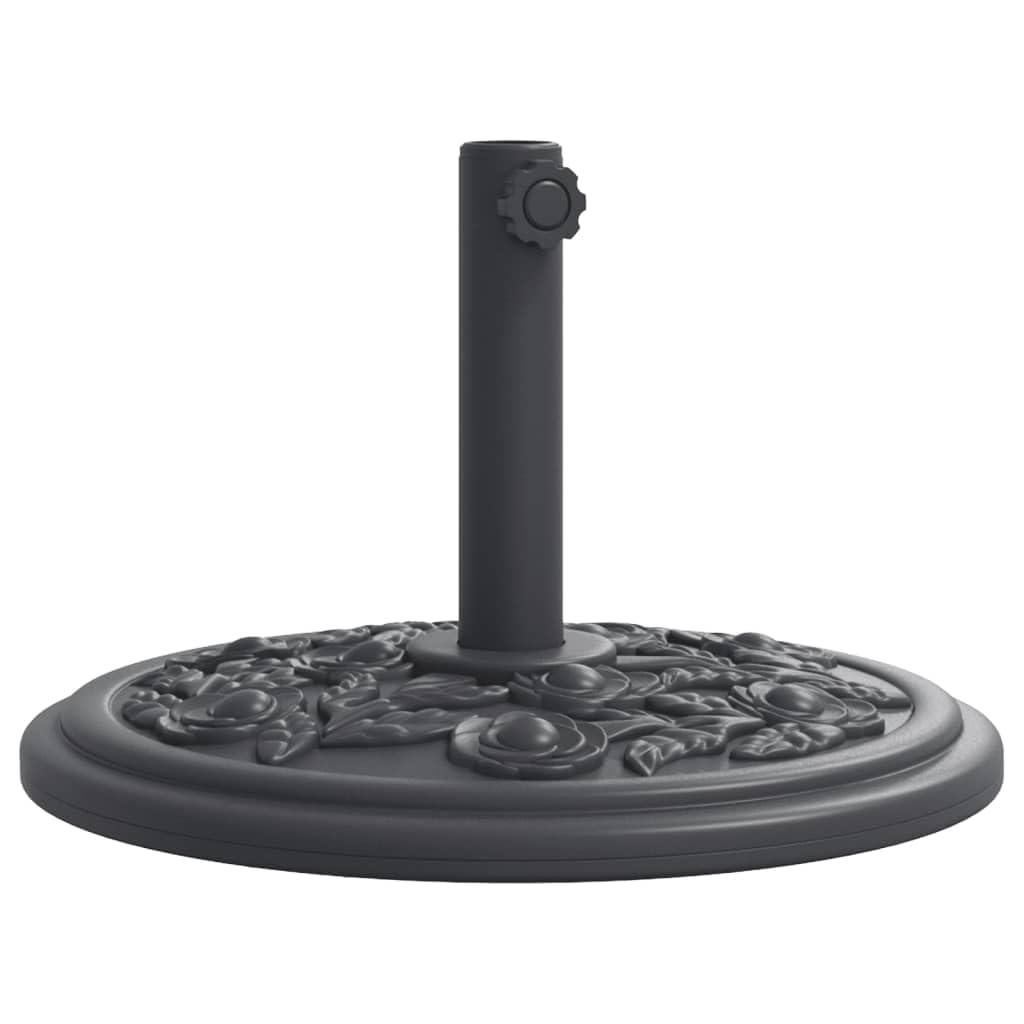 vidaXL 26.5 lb Black Parasol Base - Round Umbrella Stand with Floral Patterns - Fits 1.5"/1.9" Poles - PE, Concrete & Iron - 17.7" x 12.4"