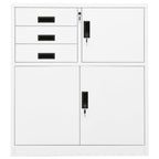 Vidaxl Office Cabinet Home Indoor Locker File Document Adjustable Shelf Lock Office Filing Storage Cabinet Furniture White 40.2" Steel
