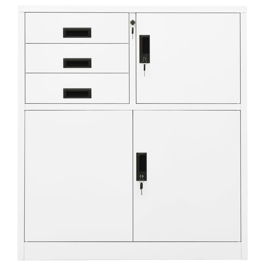 Vidaxl Office Cabinet Home Indoor Locker File Document Adjustable Shelf Lock Office Filing Storage Cabinet Furniture White 40.2" Steel