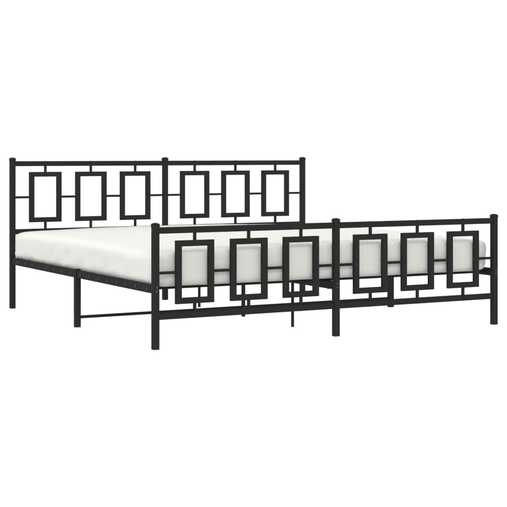 vidaXL Metal King Bed Frame - Black 76x79.9 with Headboard & Footboard, Steel Construction, Underbed Storage Space, Bedroom Furniture