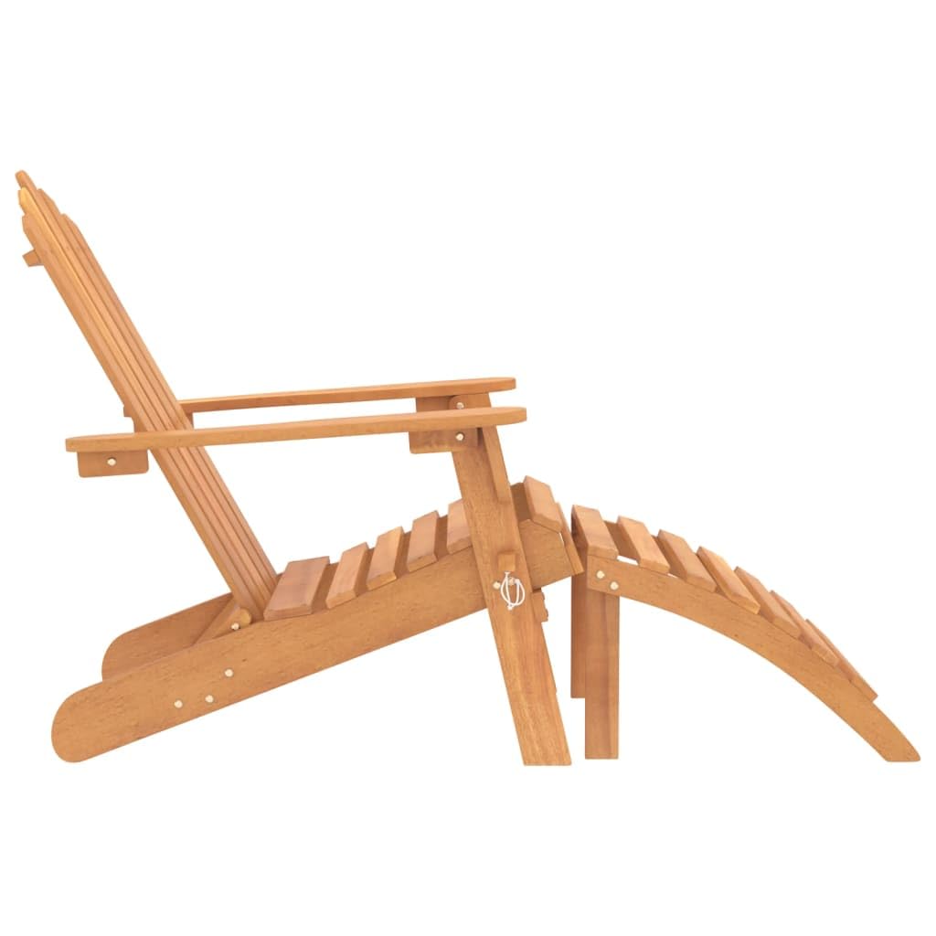 vidaXL Solid Acacia Wood Patio Recliner Chair with Foldable Design and Included Footrest for Comfort in Outdoor Spaces