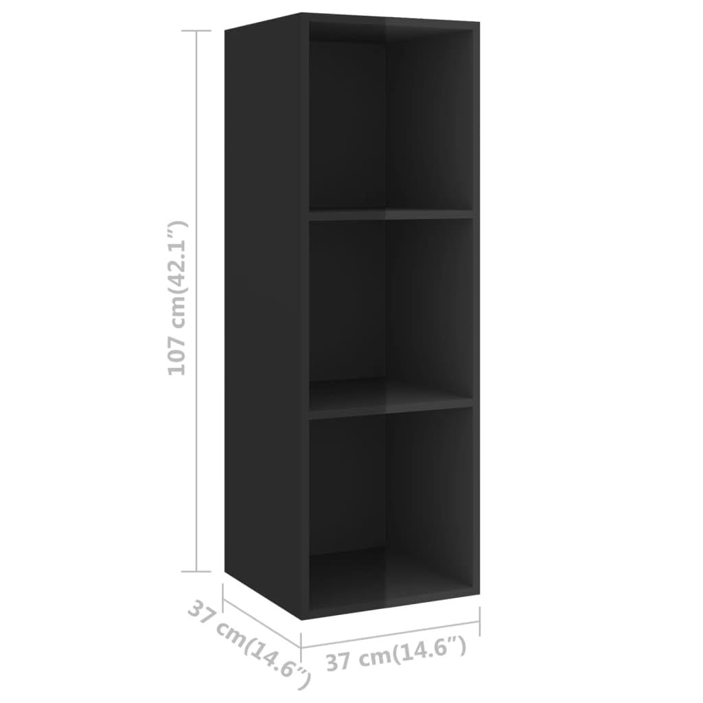 vidaXL 4X Wall-Mounted TV Cabinets Hanging Stand Unit Stereo Storage HiFi Plasma Living Room Home Furniture High Gloss Black Engineered Wood