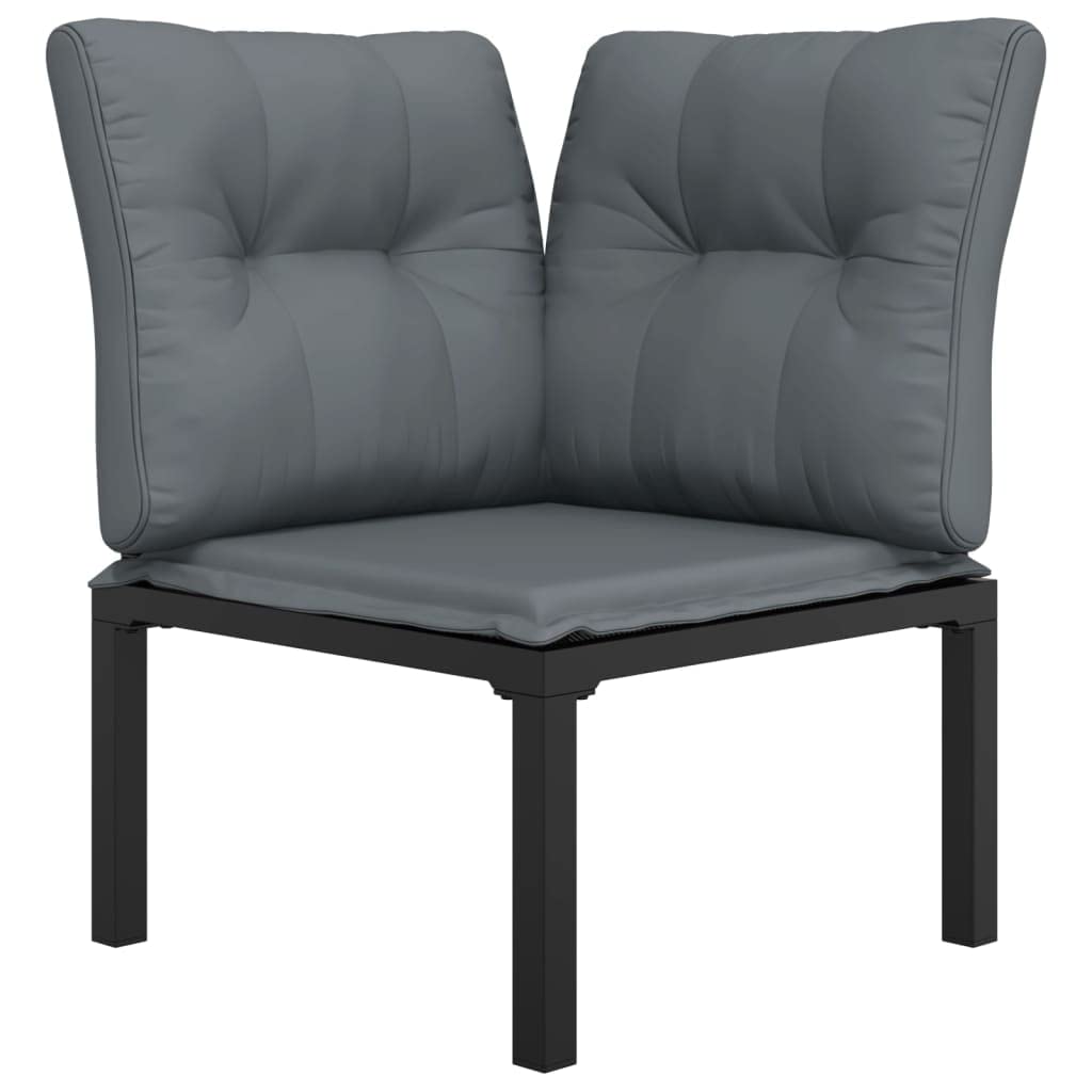 vidaXL Modern Poly Rattan Garden Chair in Black with Dark Gray Cushions - Weather Resistant Outdoor Furniture with a Sturdy Steel Frame, Comfortable Seat, and Modular Design
