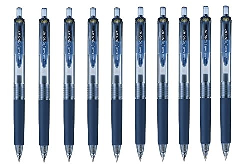 Uni-Ball Signo Rt Rubber Grip & Click Retractable Ultra Micro Point Gel Pens -0.38Mm-Blue Black Ink- Value Set Of 10