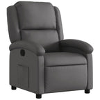 vidaXL Manual Recliner Chair for Living Room, Adjustable Recliner with Padded Seat & Backrest, Home Theater Seating with Side Pocket, Gray Real Leather
