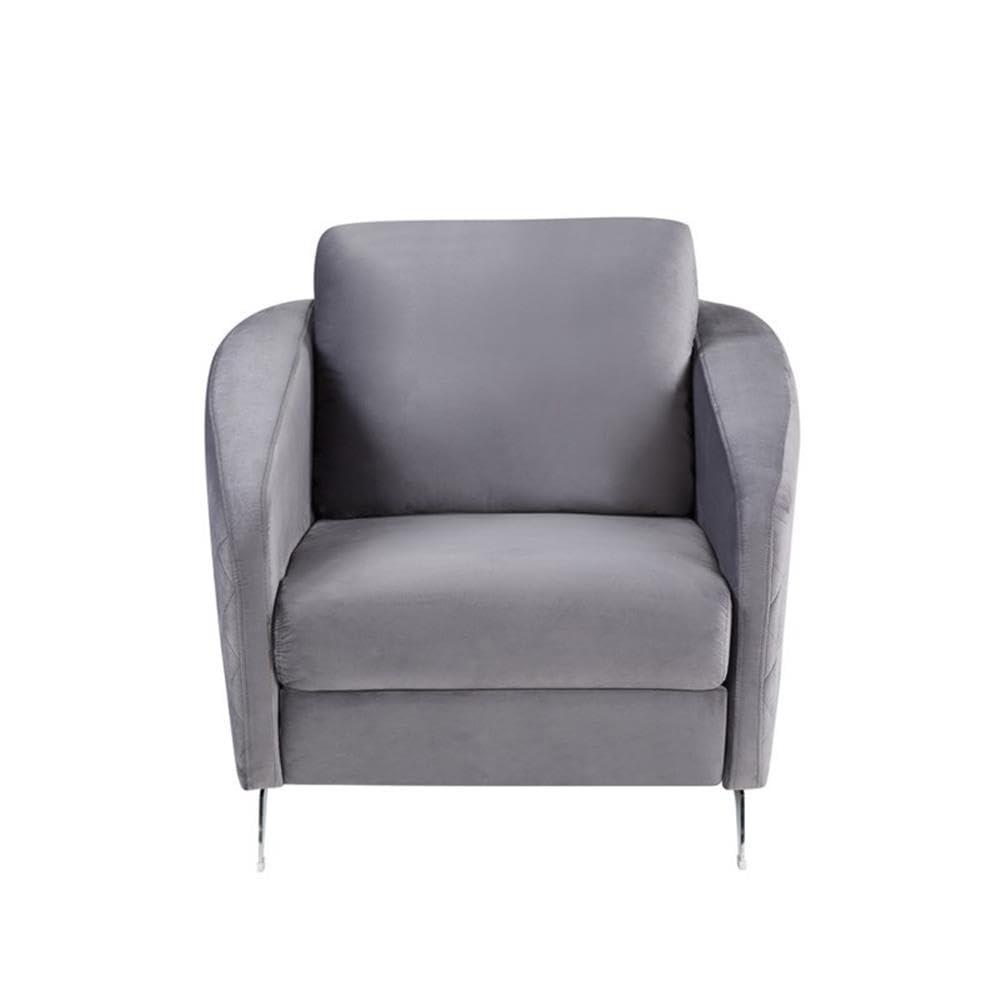 Lilola Home Sofia Gray Velvet Fabric Sofa Loveseat Chair Living Room Set
