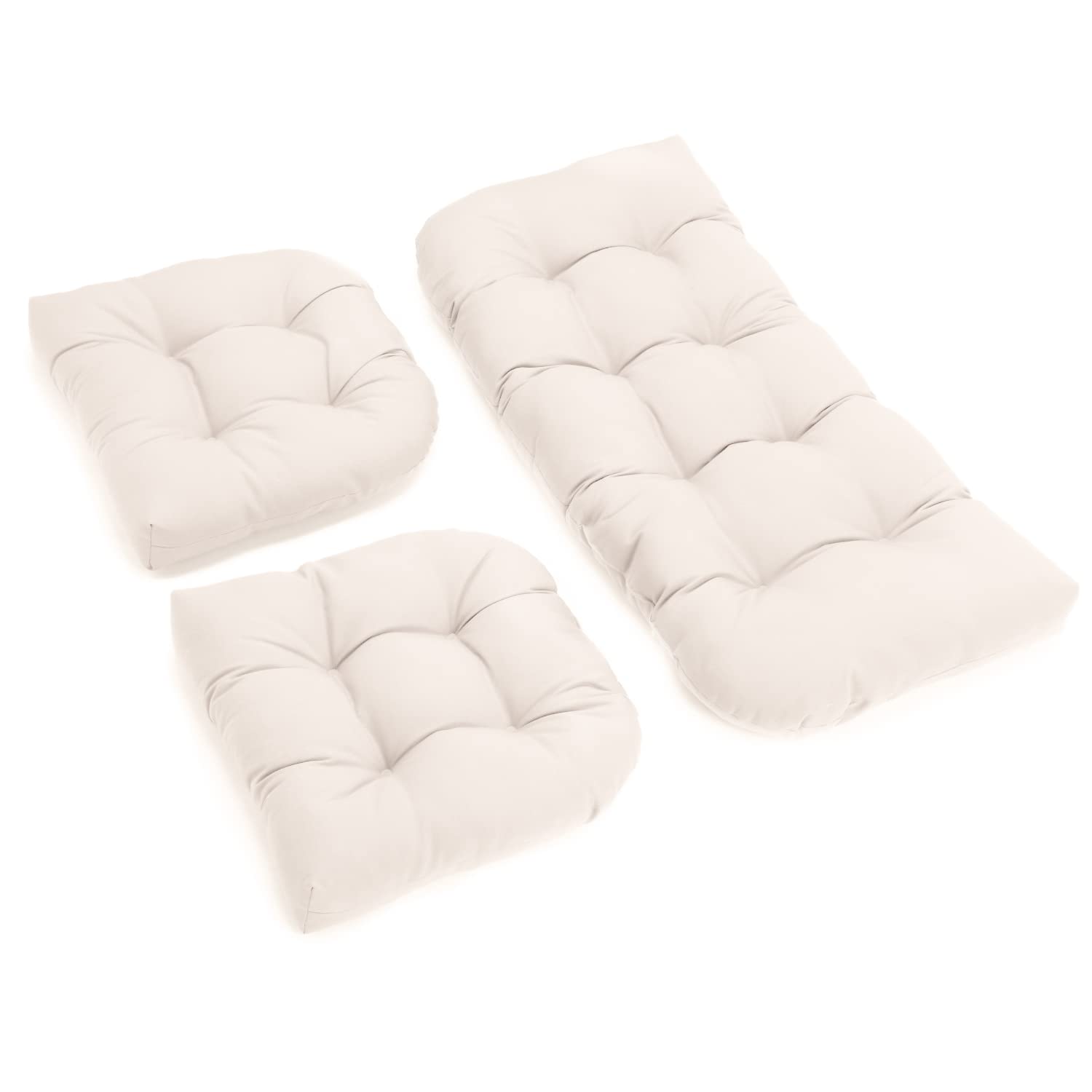Blazing Needles, L.P. Twill Rounded Back Indoor Settee Cushion Set, 42' By 19', Eggshell, 3 Count