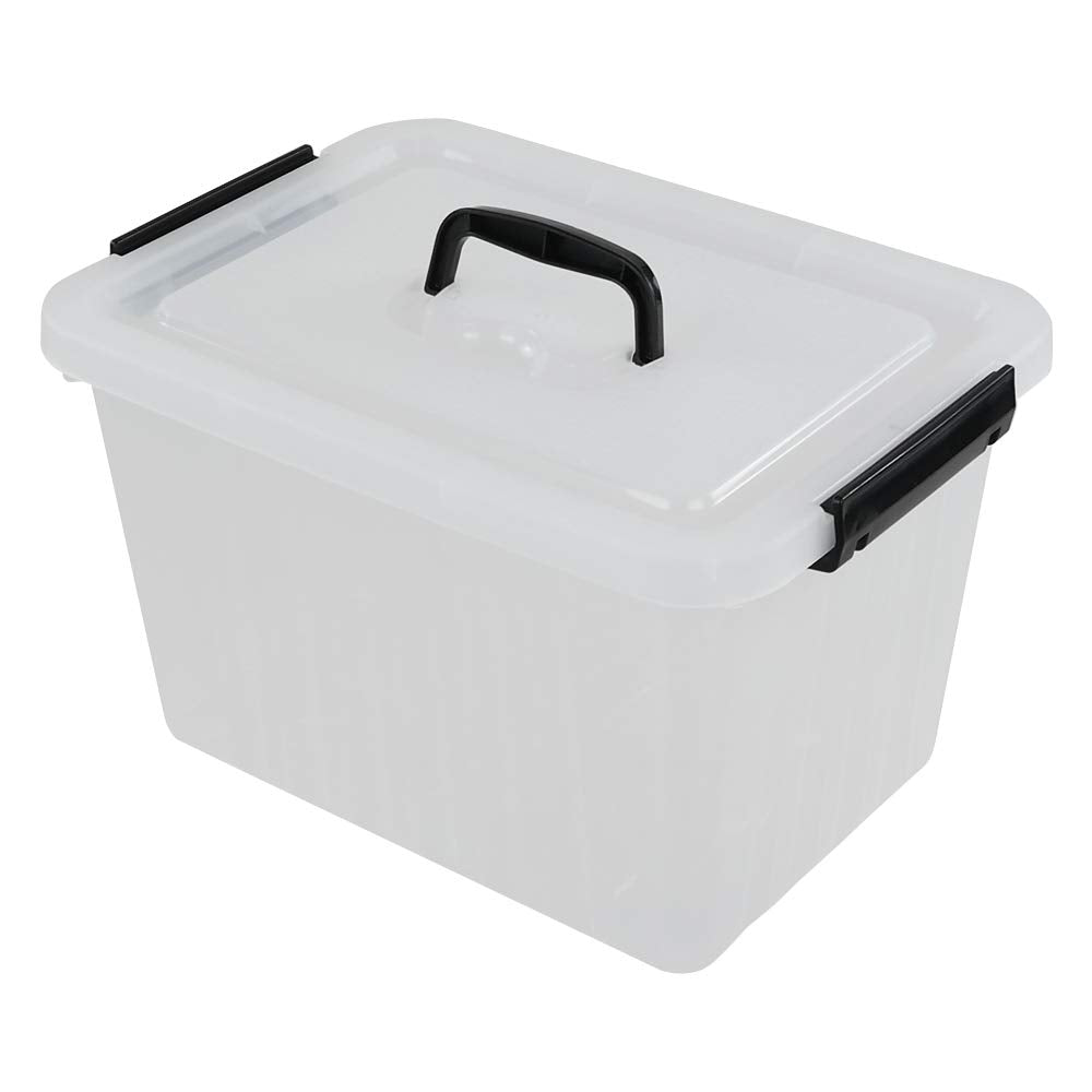 Ramddy 12 Quart Clear Storage Box with Lid and Black Latches, 1 Pack