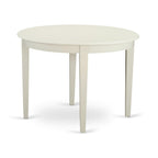East West Furniture Boip3-Lwh-W 3 Piece Kitchen Table Set For Small Spaces Contains A Round Dining Room Table And 2 Dining Chairs, 42X42 Inch, Linen White