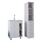 Montana 2-Piece Bathroom Set With Bathroom Vanity And Linen Cabinet, White