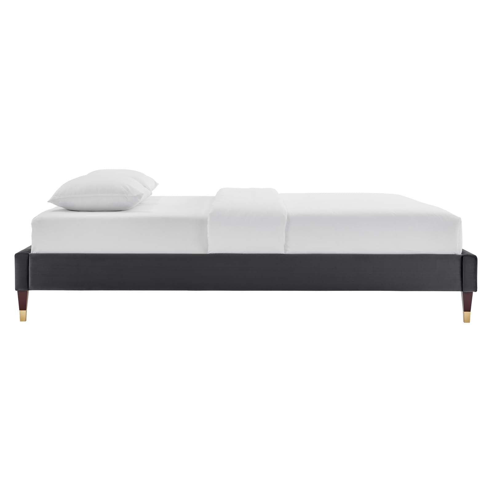 Modway Harlow 79" King Performance Velvet Platform Bed Frame In Charcoal