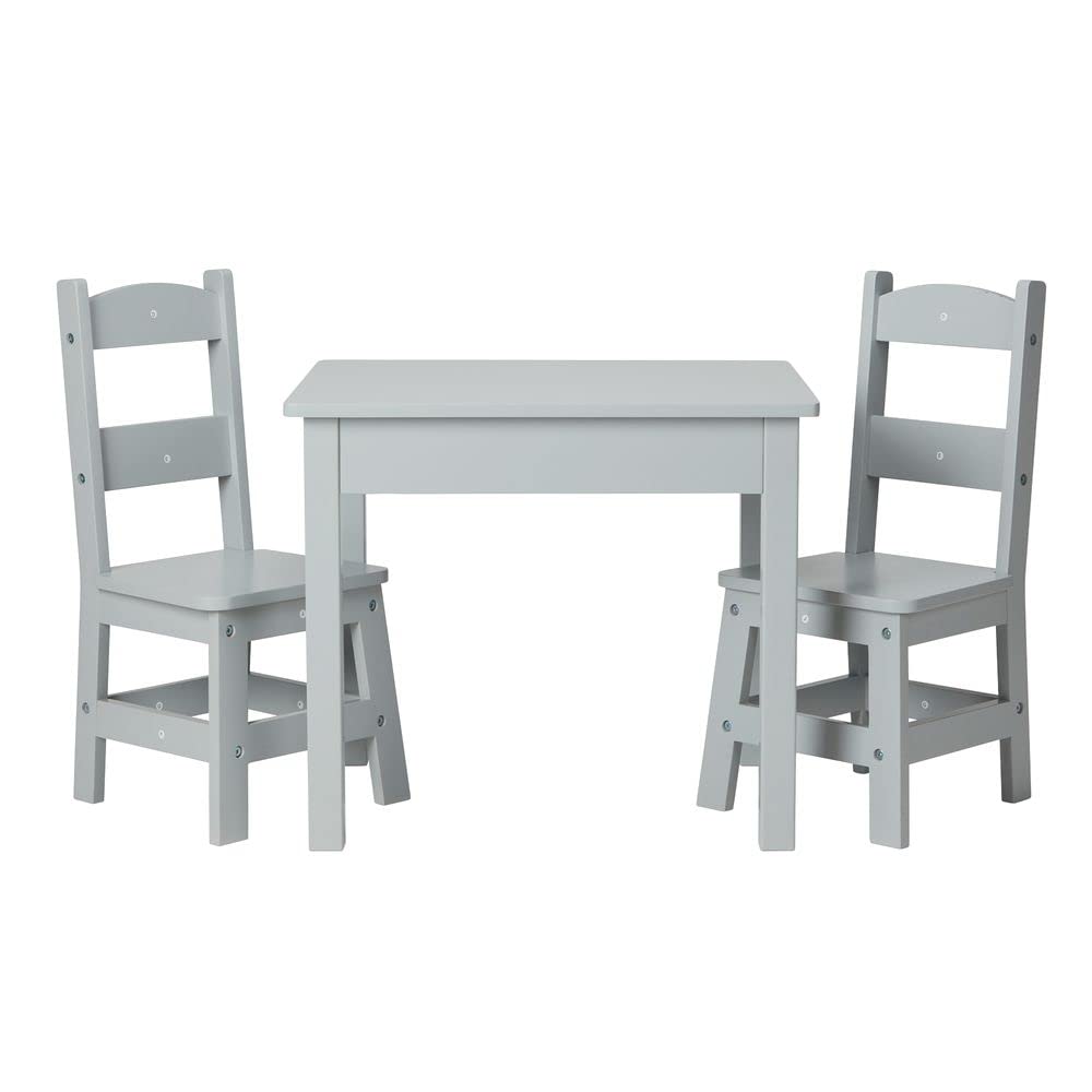 Melissa & Doug Table & Chairsgray Furniture  Wooden Activity Play Table And Chairs Set For Kids, Grey