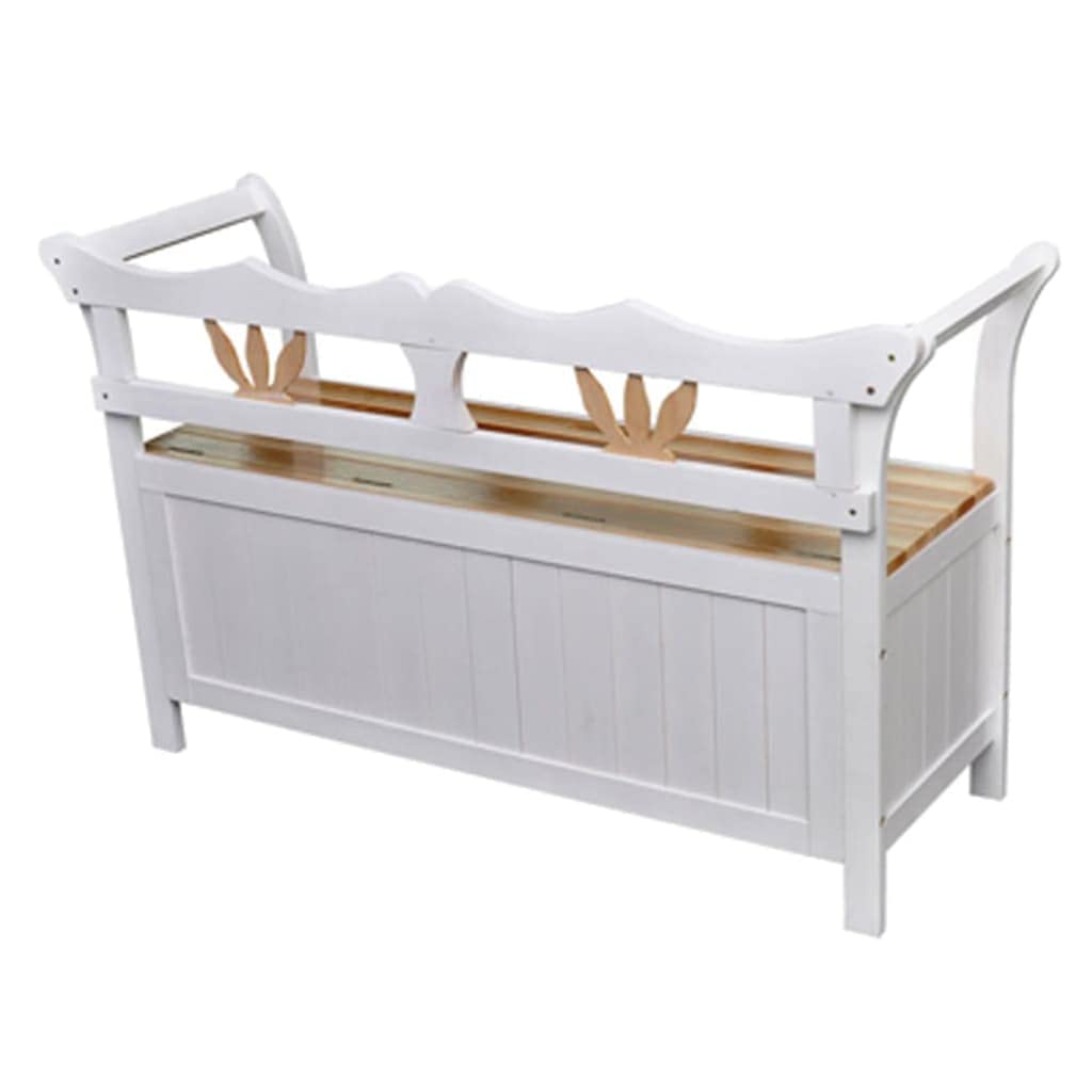 vidaXL Storage Bench 49.6"x16.5"x29.5" Wood White