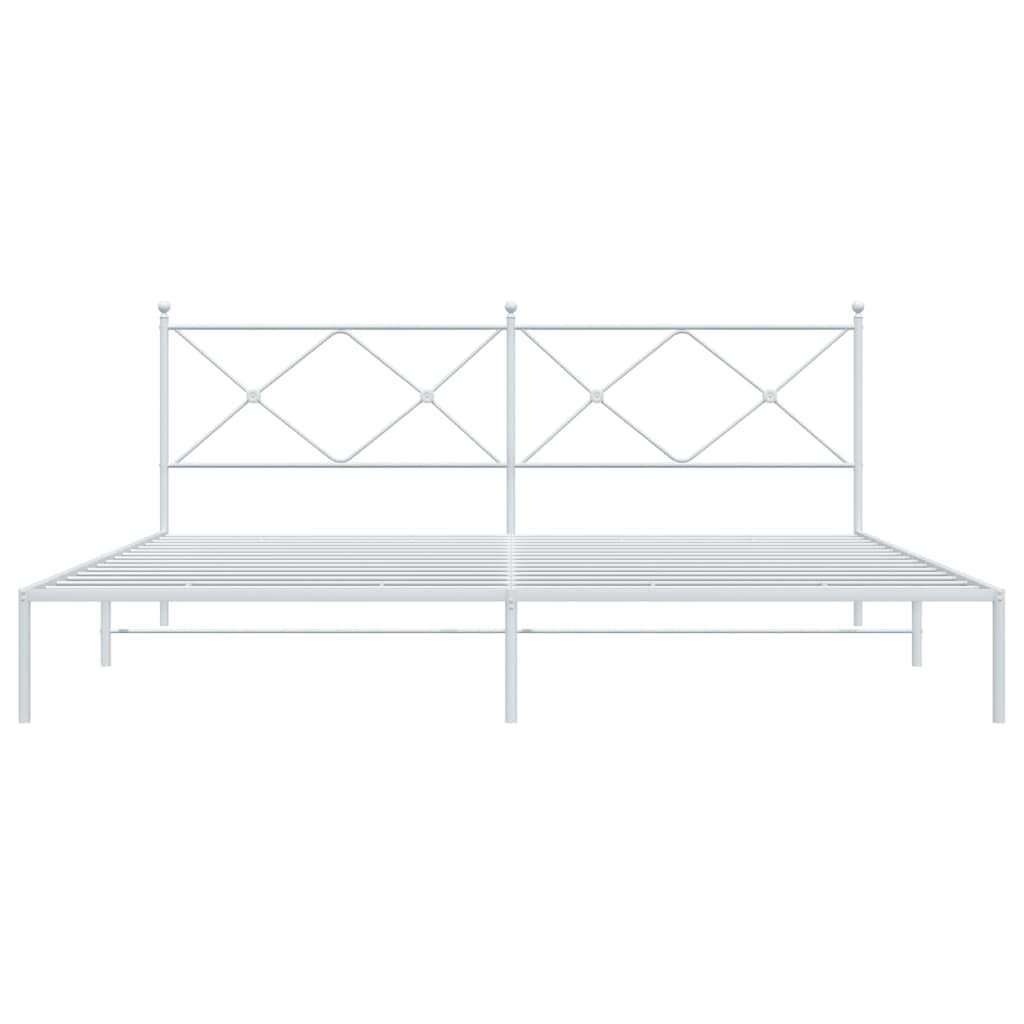 vidaXL Modern King Metal Bed Frame with Headboard - Steel Construction, White, 76"x79.9" - Bedroom Furniture for Enhanced Mattress Support