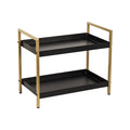 2Tier Metal Storage Shelf Rack, Black And Gold