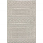 HomeRoots Grey Polypropylene 5’x7’ Gray and Ivory Geometric Indoor Outdoor Area Rug