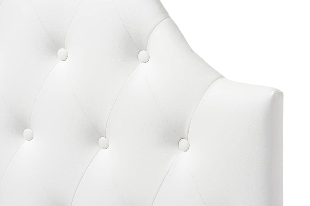 Baxton Studio Morris Modern and Contemporary White Faux Leather Upholstered Button-Tufted Scalloped Twin Size Headboard