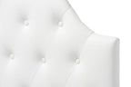 Baxton Studio Morris Modern and Contemporary White Faux Leather Upholstered Button-Tufted Scalloped Twin Size Headboard