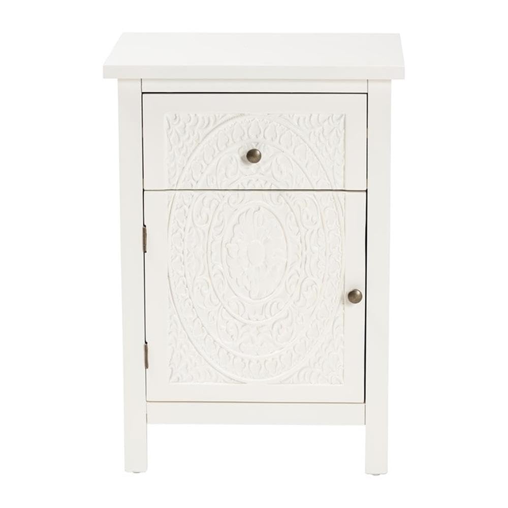 Baxton Studio Lambert Classic and Traditional White Finished Wood 1-Drawer Nightstand