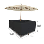Covers & All Rectangle Table & Chair Set Cover, Umbrella Hole, 12 Oz Waterproof Uv & Weather Resistant, Patio Lawn Garden Backyard Furniture, Air Vents & Drawstrings (108'L X 82'W X 23'H, Black)