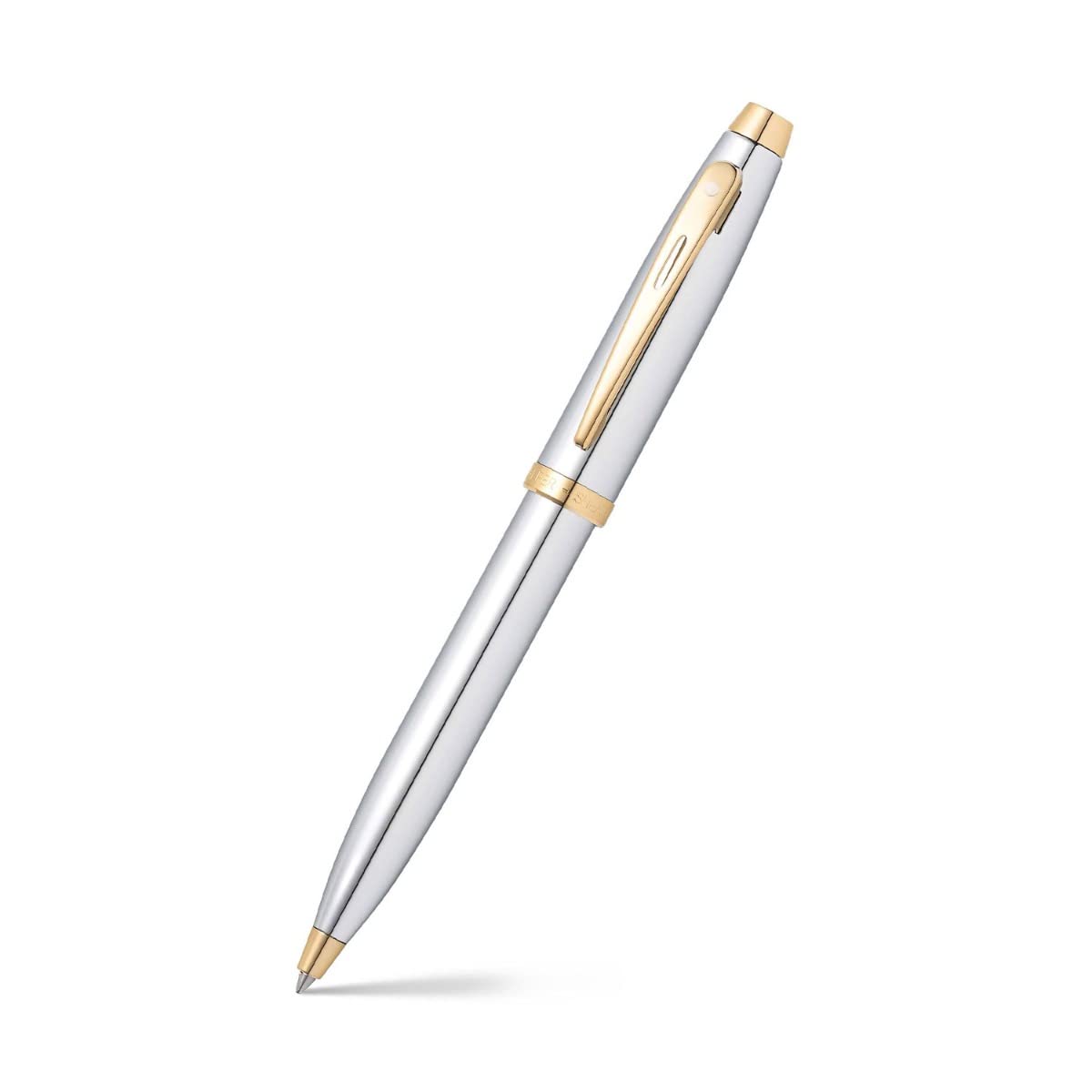 Sheaffer 100 Chrome Ballpoint Pen With Gold Tone Trim