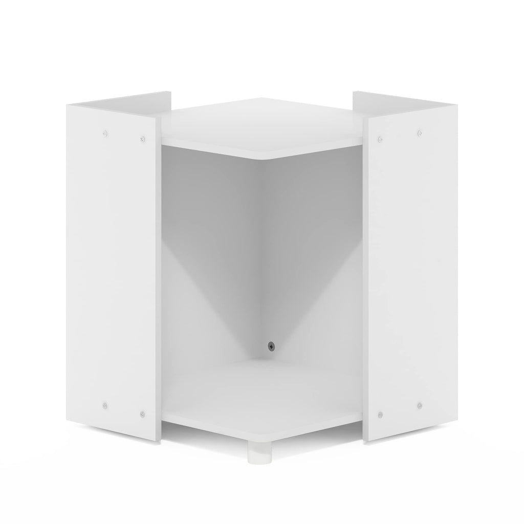 Furinno Peli Multipurpose End Table With Storage, Solid White, Cube