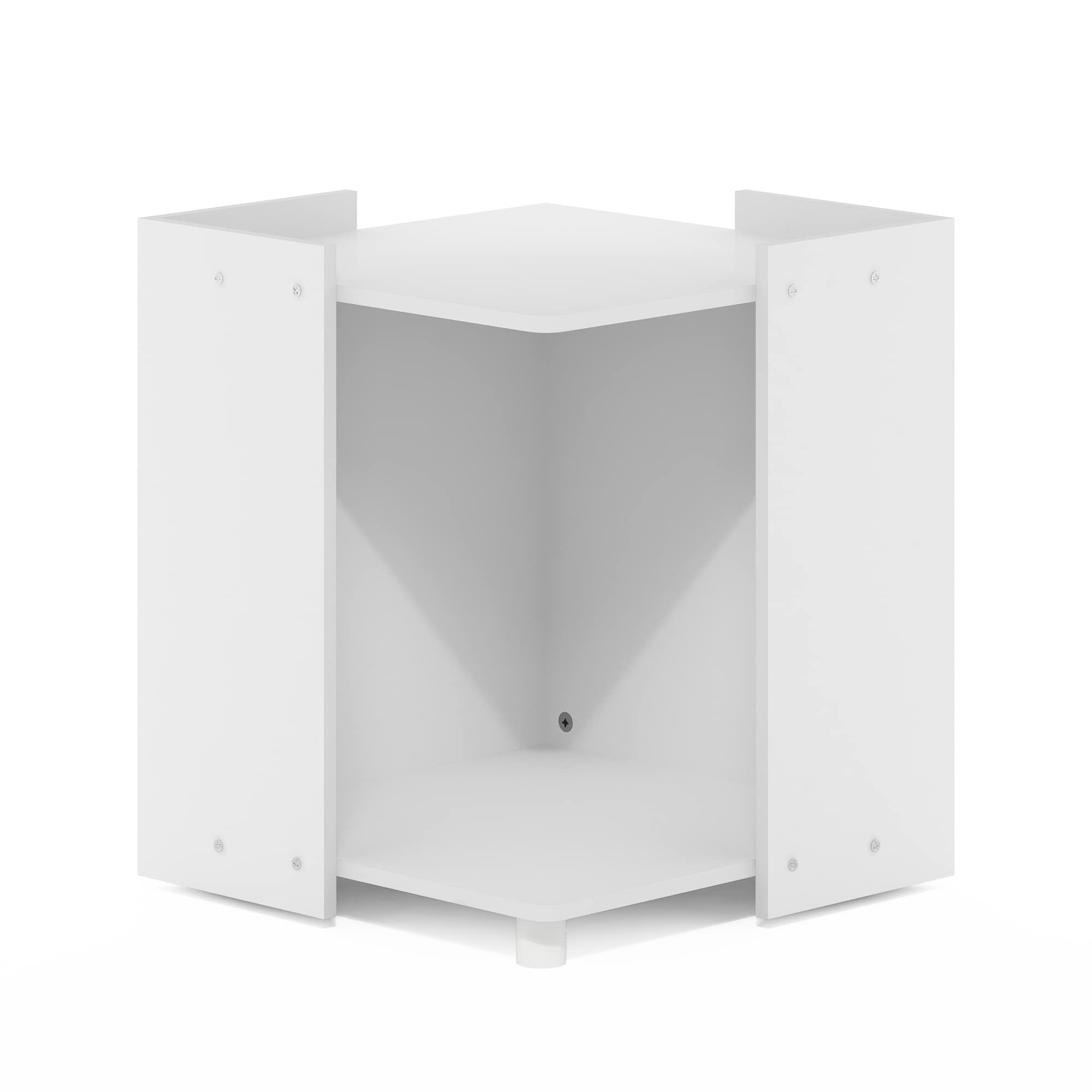 Furinno Peli Multipurpose End Table With Storage, Solid White, Cube