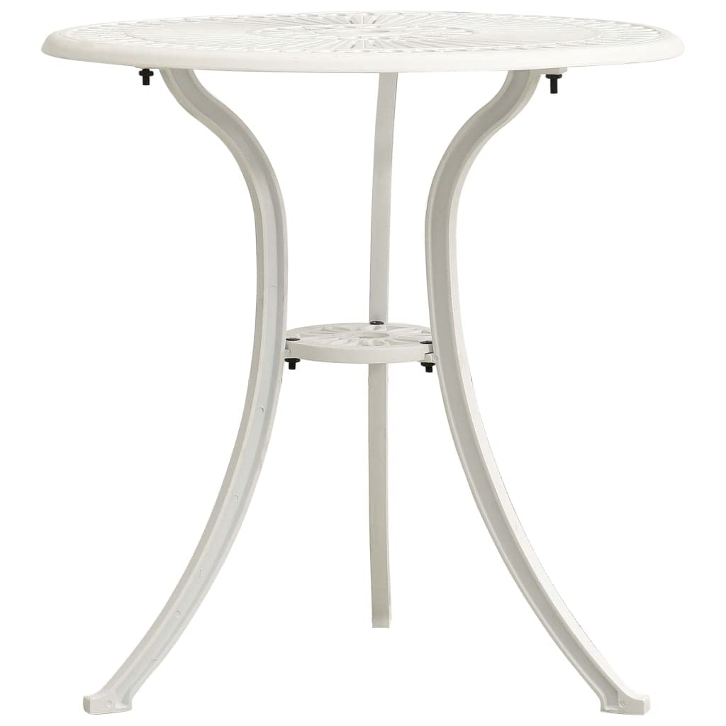vidaXL Cast Aluminum Patio Table - Sturdy Outdoor Table with Umbrella Hole - White, Round, Easy Assembly, 24.4x25.6