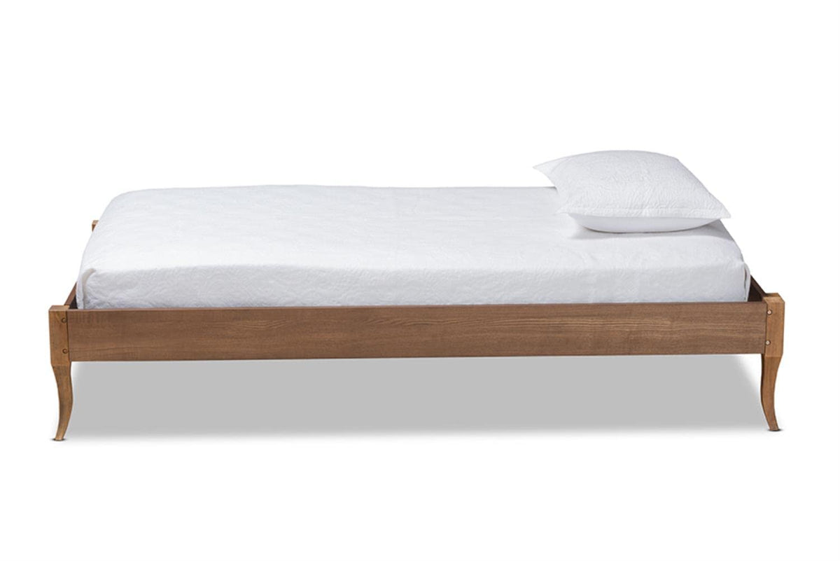 Baxton Studio Marieke Vintage French Inspired Ash Walnut Finished Wood Twin Size Platform Bed Frame