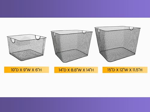 Mesh Open Bin Storage Basket Organizer For Fruits, Vegetables, Pantry Items Toys 2040 (1, 14 X 10 X 9)