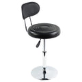 FURWOO Black PU Leather Swivel Salon Chair - Mini Barber Shop Stool with Backrest for Manicure, Tattoo, and Office Use